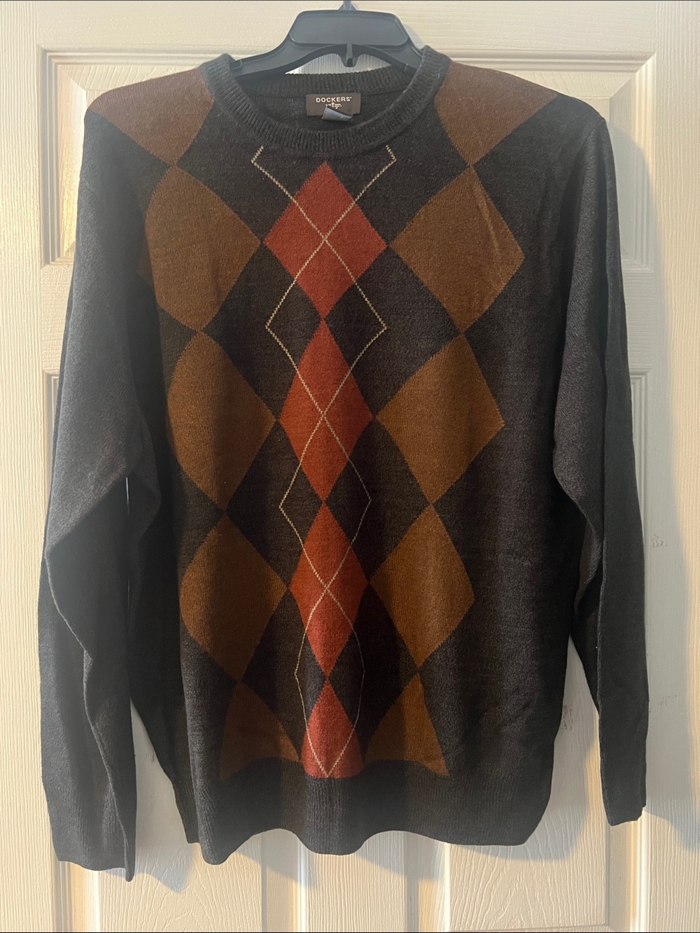 Dockers Mens Argyle Crewneck Sweater - Brown & Rust